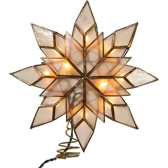 8.5-Inch Capiz Star Tree Topper with 10 Clear Lights and 1 Spare Bulb