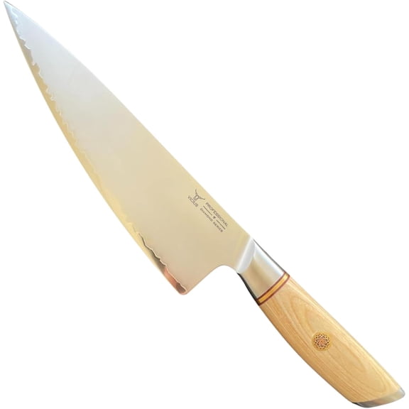 8.5-Inch Chef Knife, 3-Layer 10Cr15CoMoV Damascus Steel Blade, Razor Sharp Kitchen Knife for Slicing, Chopping & Dicing, Pakka Wood Handle, Gift Box