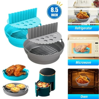 Yanlan Silicone Air Fryer Liner 7.5inch Reusable Air Fryer Silicone Basket  Heat Resistant Easy Cleaning Air fryers Silicone Pot Round for 3 to 5 Qt  for Air fryer Oven Accessories Blue 