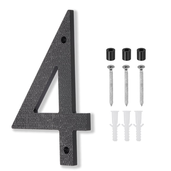 Uxcell Black House Number, House Address Numbers Sign Large Floating Number 4