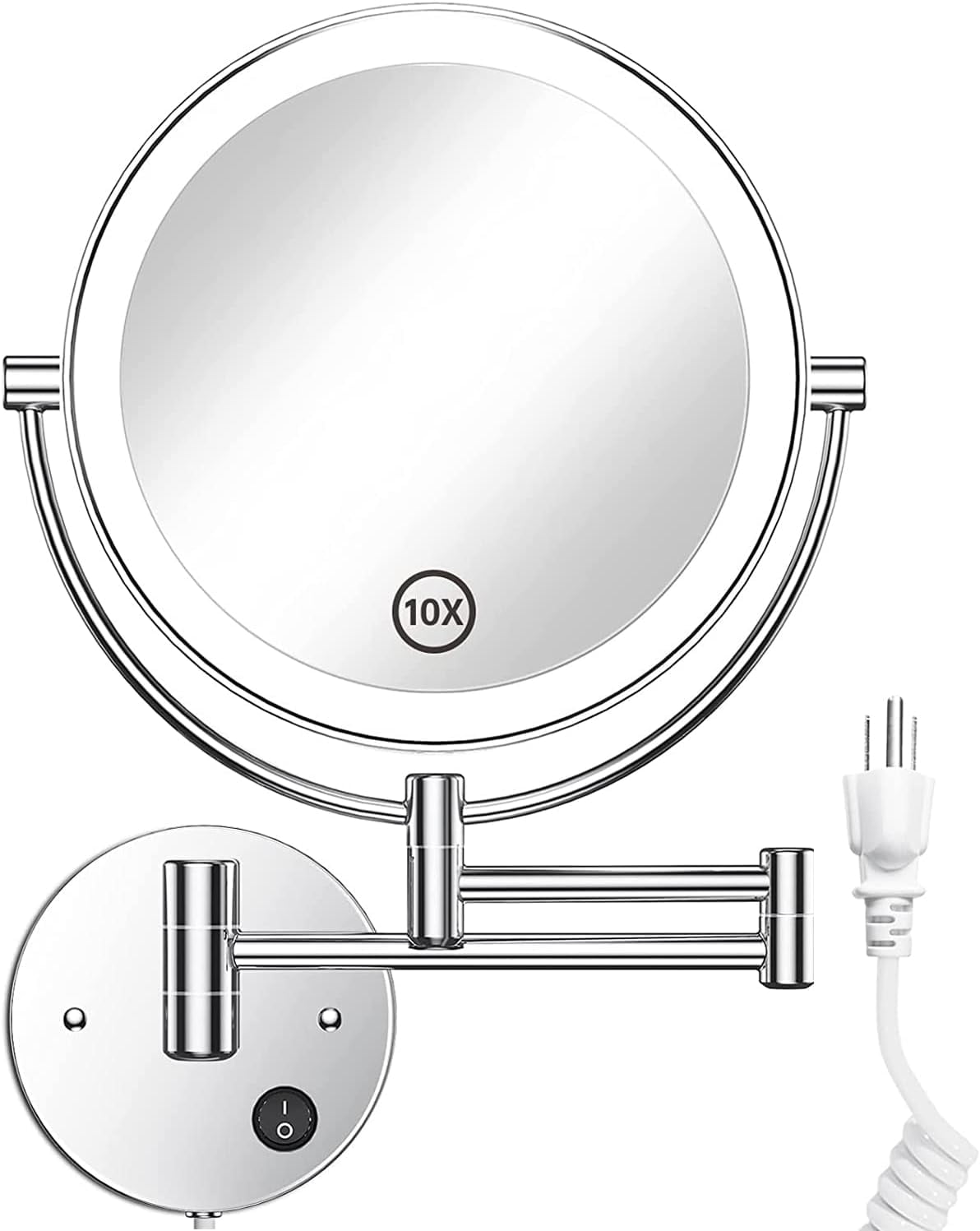 8.5 Inch LED Wall Mounted Makeup Mirror Round Double Sided 1X/10X