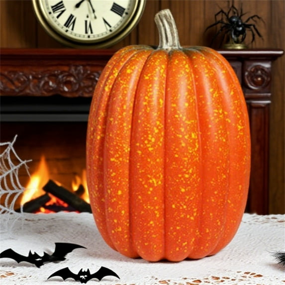 8.5 Inch Large Artificial Foam Pumpkin Decor with Stem Decorative Pumpkins for Halloween Thanksgiving Fall Home Decorations Realistic Craft Pumpkins for Festive Display