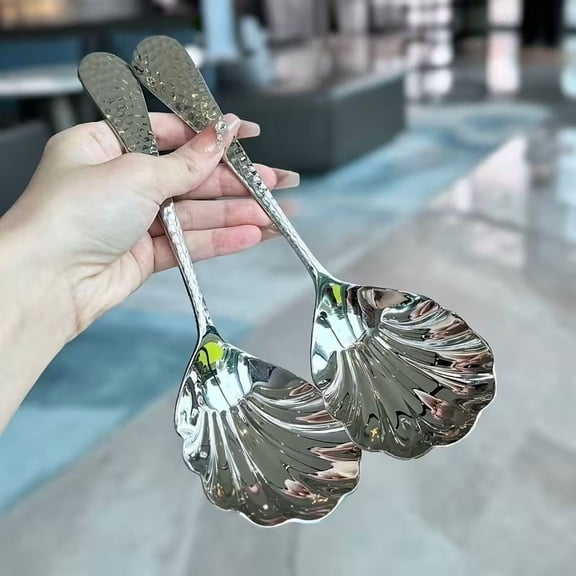 8.5 Inch Large Serving Spoons Set of 2 Heavy Duty Buffet Spoons for Salads, Pasta, Mashed Potatoes, and Everyday Serving