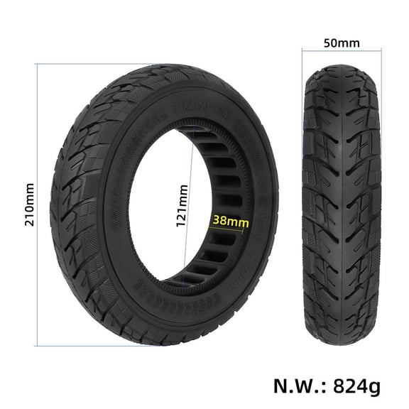 8.5 Inch Off-Road Tubeless Solid tire Rubber Replacement For 9/8 And Light 2 Electric Scooters For Outdoor Private Land Riding, Black Single Wheel Accessory