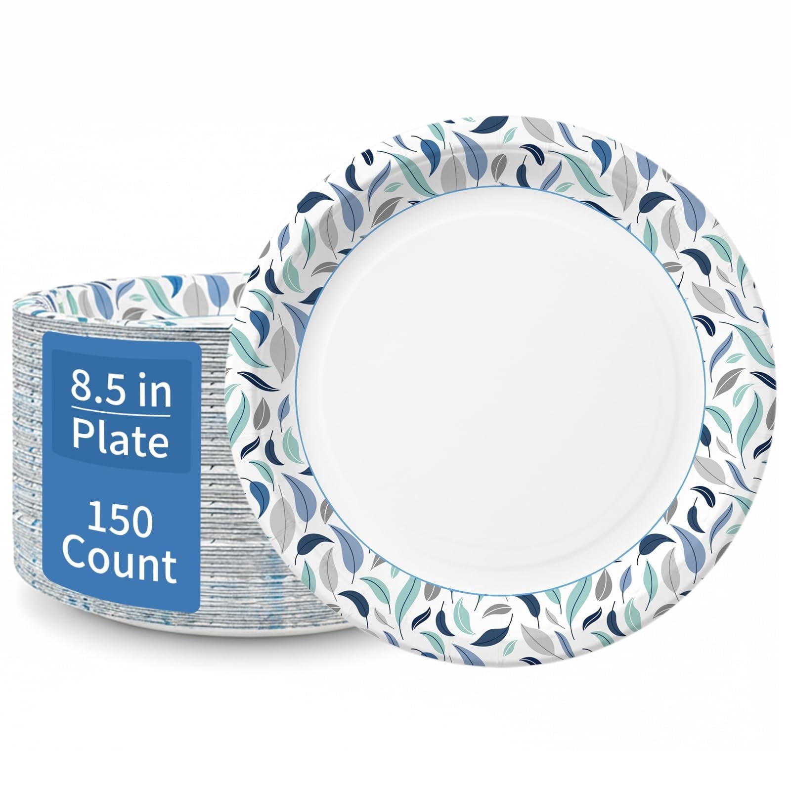 8.5 Inch Paper Plates  150 Count Disposable Soak Proof & Cut Resistantwave Safe Bulk For Everyday Meals Lunch Familye