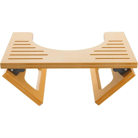 8.5 Inches Bamboo Toilet Stool Squat for Adult, Foldable Squatting Potty Stool for Bathroom, 0.79" Thickness Poop Stool with Non-Slip Strip, No Assembly Required, Dark Wood Color