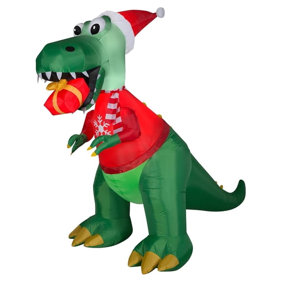 8.5' Inflatable Christmas T-Rex Dinosaur w/Gift