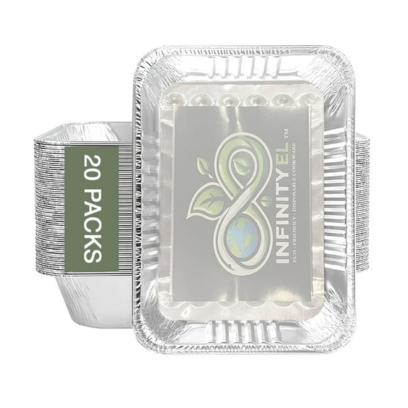 8.5"L X 6"W X 1.5"D Heavy-Duty Eco-Friendly Mini Individual Aluminum Broiler Pans - Disposable Aluminum Pans - Aluminum Serving Tray - Baking, Roasting & Meal Prep - Foil Pan (Mini-Shallow/20 Pack)