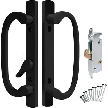 8.5" Legacy Sliding Patio Glass Door Handle Set – Offset , Non-Keyed – Sash Controls 2265 Handle – Includes 45° Mortise Lock – Fits 3-15/16” Screw Spacing & 1-1/4" to 2-1/4" Thick Doors (Black)