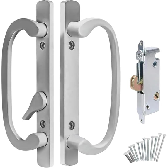 8.5" Legacy Sliding Patio Glass Door Offset Handle Set - Sash Controls 2265 WITH Mortise Lock 45° for Replacement Fits 3-15/16” Screw Hole Spacing and 1-1/4" to 2-1/4" Door Thickness
