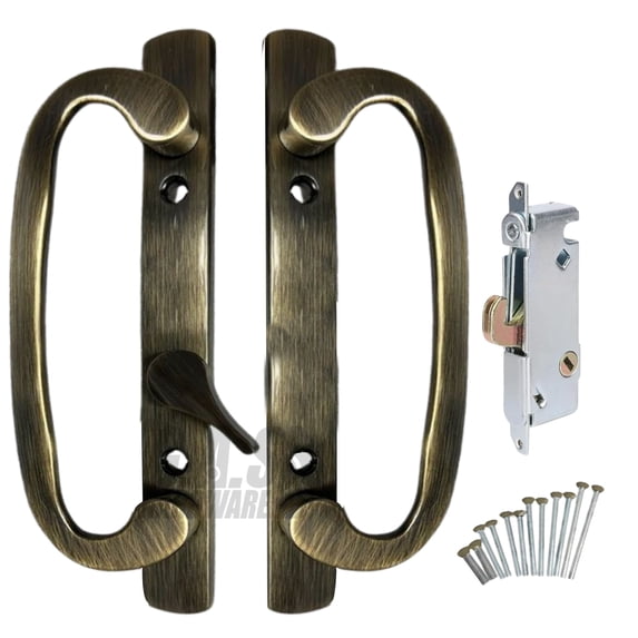 8.5" Legacy Sliding Patio Glass Door Offset Handle Set - Sash Controls 2265 WITH Mortise Lock 45° for Replacement Fits 3-15/16” Screw Hole Spacing and 1-1/4" to 2-1/4" Door Thickness
