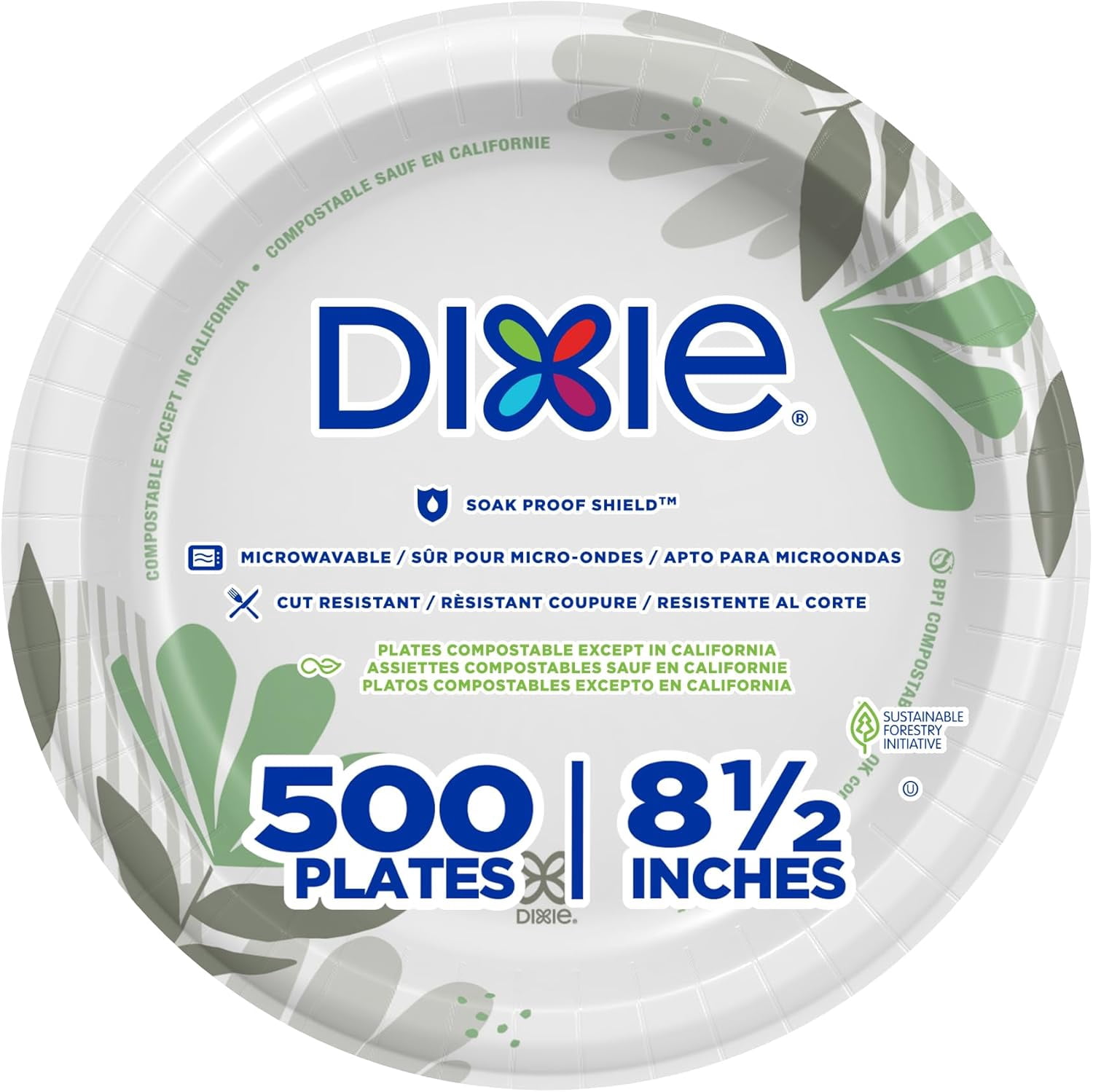8.5" Medium-Weight Paper Plates by GP PRO (), Pathways, UX9WS, 500 Count (125 Plates Per Pack, 4 Packs Per Case)