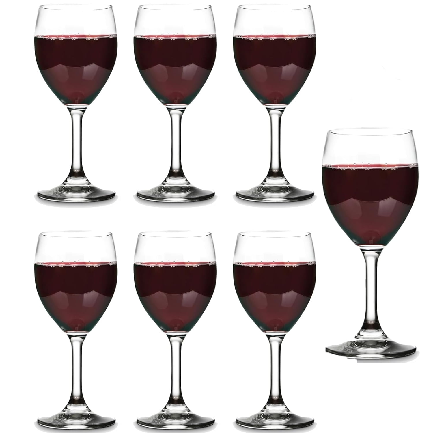 8.5 Ounce Small Wine Glasses, Set of 7, Clear Glass, Durable Stem, Dishwasher Safe
