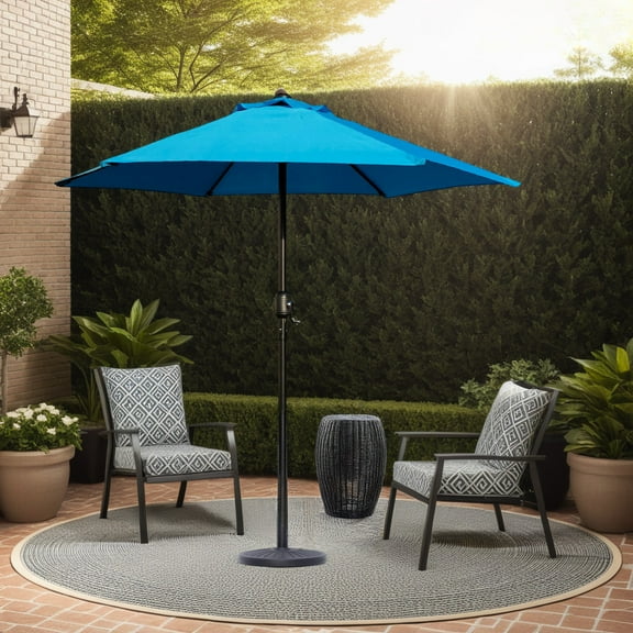 Kool 7.5 ft Outdoor Market Patio Umbrella with Crank, 6 Ribs, Sky Blue