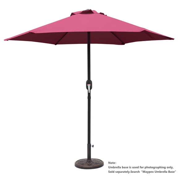 Kool 7.5ft Patio Umbrella with Crank Handle Outdoor Market Umbrella with 6 Sturdy Umbrella Ribs Waterproof for Garden Deck Backyard Pool, Burgundy