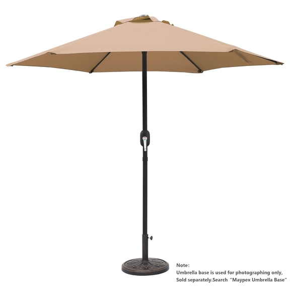 Kool 7.5ft Patio Umbrella with Crank Handle Outdoor Market Umbrella with 6 Sturdy Umbrella Ribs Waterproof for Garden Deck Backyard Pool, Tan