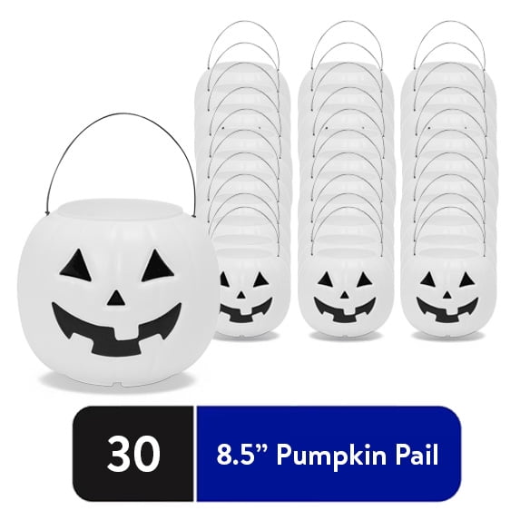 30ct - 8" White and Black Pumpkin Pail Halloween Trick-or-Treat Basket, by Way To Celebrate