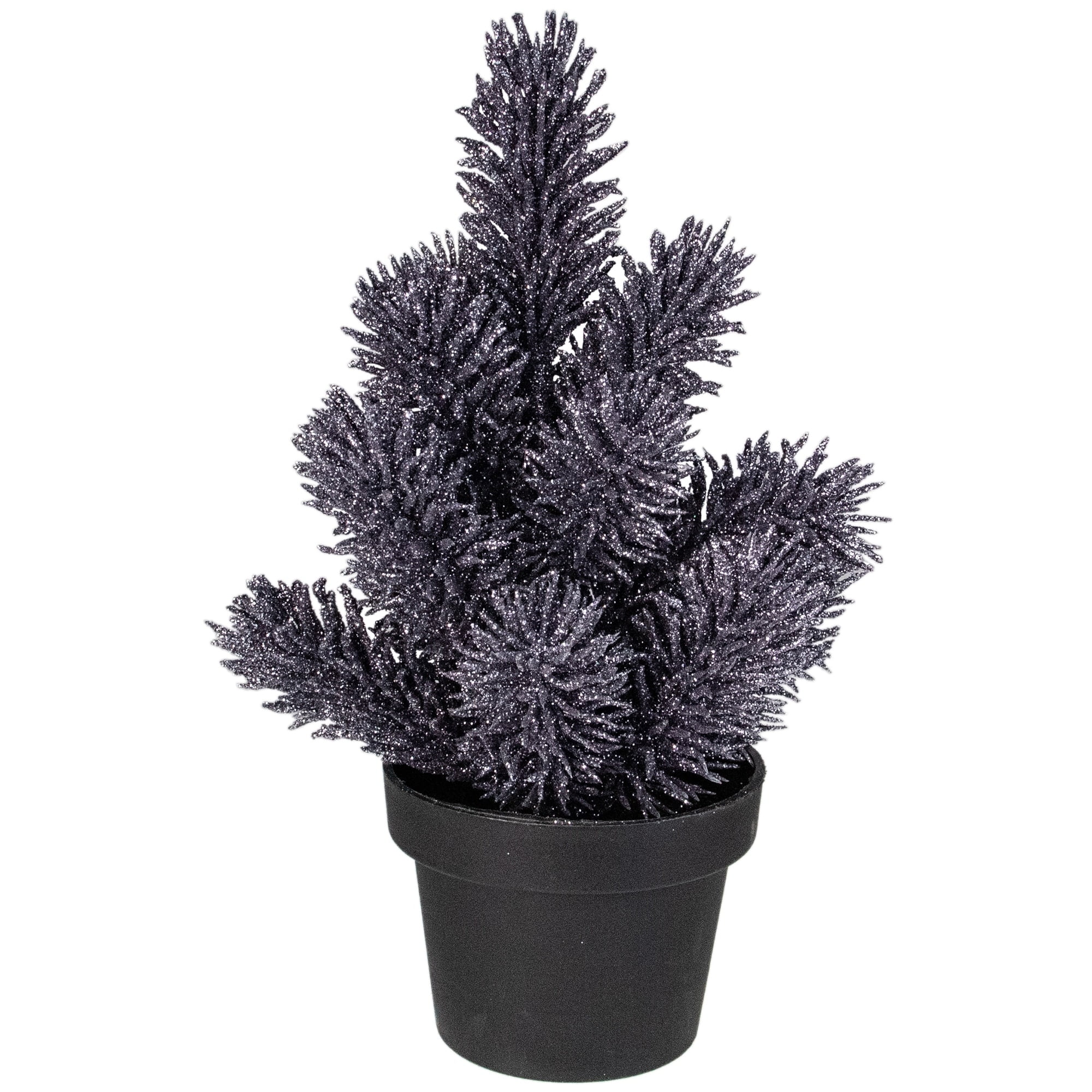 8.5 Potted Glitter Artificial Pine Christmas Tree  - Unlit - 8.5" Gray