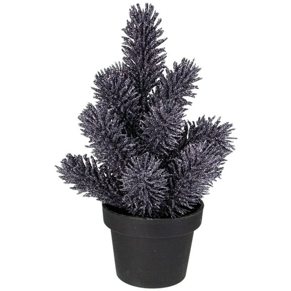 8.5 Potted Glitter Artificial Pine Christmas Tree - Unlit - 8.5" Gray