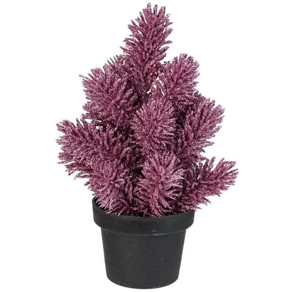 8.5 Potted Glitter Artificial Pine Christmas Tree  - Unlit - 8.5" Pink