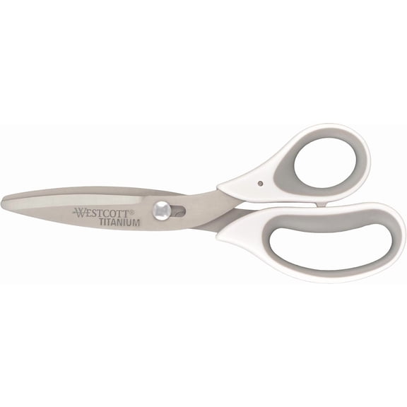 8.5" Power Pivot Titanium Bonded Soft Handle High-Leverage Crafting and Fabric Scissors White