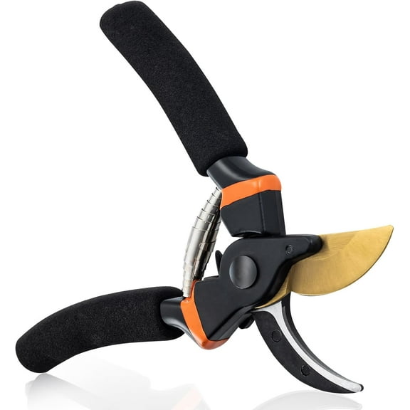 8.5" Pruning Shears,Bypass Pruning Shears for Gardening,Super Sharp Garden Clippers,Soft Grip Heavy Duty Hand Pruner,Garden Scissors Tool(Black)