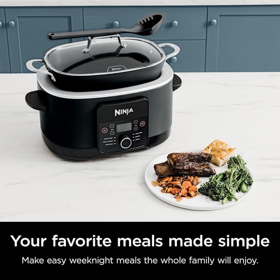 8.5 Quart Multi-Cooker, Dutch Oven, Steamer, Glass Lid Integrated Spoon, Nonstick, Oven Safe Pot to 500°F , with 8-in-1 Slow Cooker