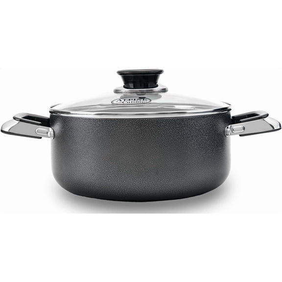 8.5 Quart Non-stick Stock Pot with Tempered Glass Lid and Carrying Handles, Multi-Purpose Cookware Aluminum Dutch Oven for Braising, Boiling, Stewing