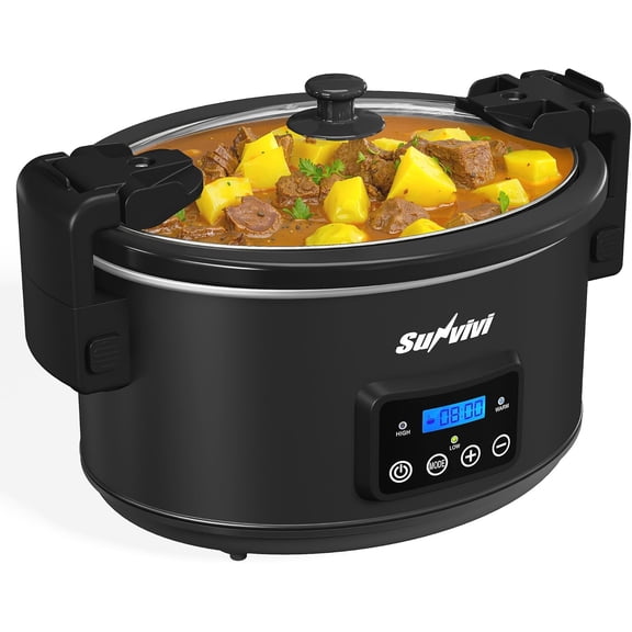 8.5 Quart Programmable Slow Cooker: Multi-Cooker Food Warmer with Locking Lid & Digital Timer, Adjustable Temperature Control, Dishwasher Safe, Perfect for Families and Gatherings, Black