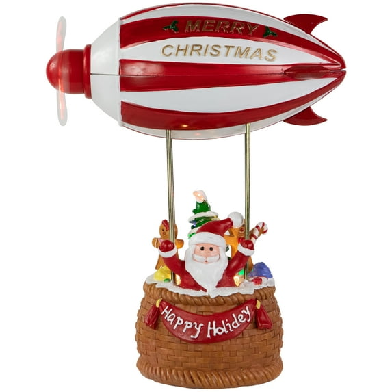 Northlight Musical and Animated Blimp and Santa Christmas Decoration - 8.5" - Red and White