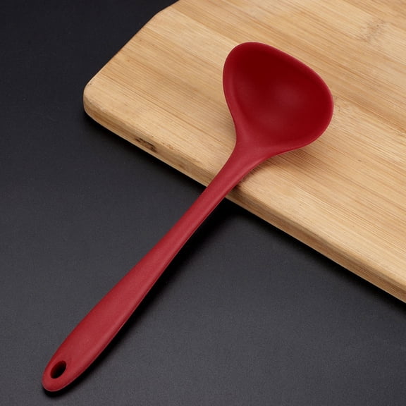 Uxcell 8.5" Silicone Soup Spoon Ladle Kitchen Serving Utensil for Cooking Baking Red