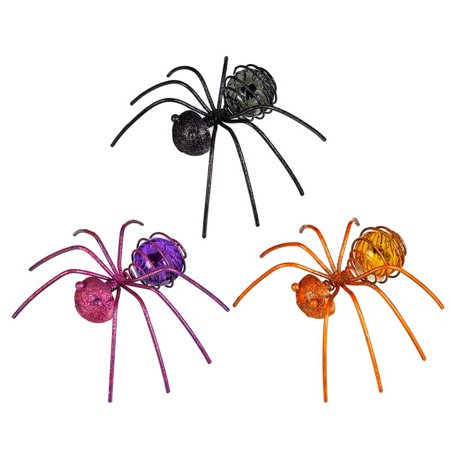 8.5" Solar Spider Garden Statuary, 3 ASST, Halloween