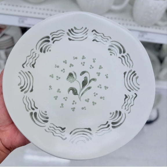 8.5" Stoneware Aralia Salad Plate Hand Painted Green - Threshold