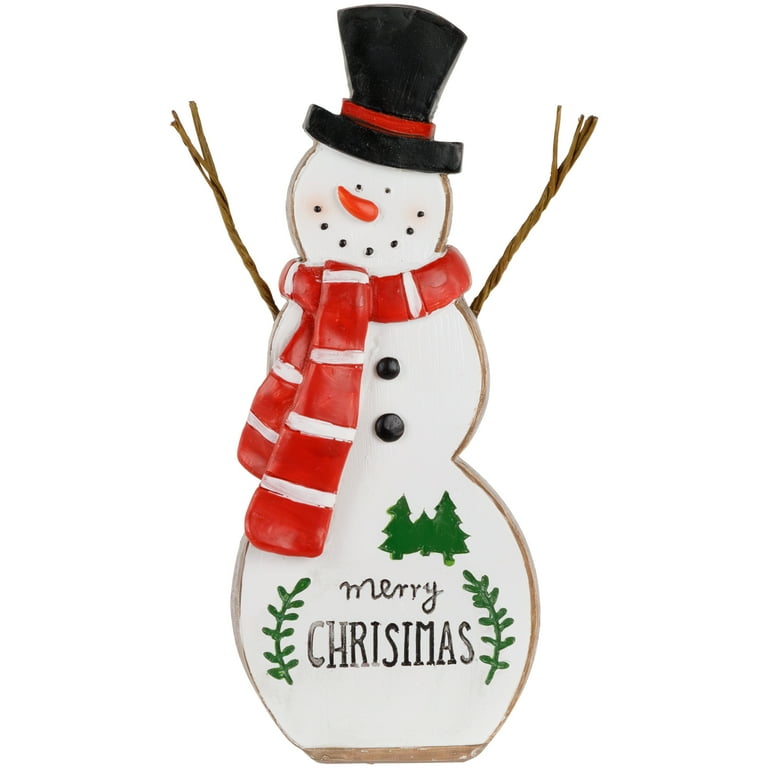 8.5&quot; Wooden Snowman &ldquo;Merry Christmas&rdquo; Decoration - Walmart.com