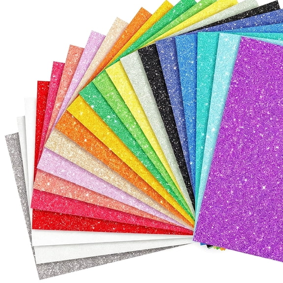 8.5" X 11" Colored Glitter Cardstock, Back to School 20 Sheets in 20 Colors Glitter Paper for Card Making, Crafts and DIY Projects, 250GSM Sparkly Paper for Birthday, Wedding Party Decor