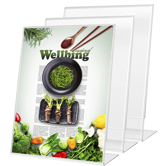 8.5 X 11 Inches Clear Table Menu Display Stand Desktop Paper Holder Top Sign Suitable For Restaurants Office Home Store (l-shape 3 Pack 8.5x11)