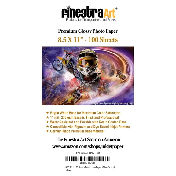 8.5" X 11" Premium Glossy Inkjet Photo Paper - 100 Sheets