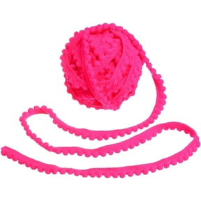 8.5 Yards Pom Trim Ribbon, 0.5" Wide Fluorescent Pink Pom Ball Fringe Trim Sewing Fringe Fabric Trim Ribbon for DIY Crafts Curtain Clothes Pillow Home Decoration Fluorescent Pink