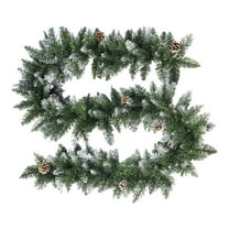 8.5 ft Christmas Garland With Berries Pinecones,Thick and Lush，Soft Bendable, Lifelike Cedar Garland Realistic Garlands for Decoration Christmas，Christmas Garland for Mantle,Outdoor Indoor,Green