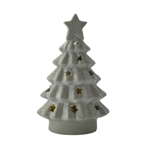 8.5" glittered muted green with star. LED