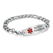 8.5 in Interchangeable medical alert bracelets for men women Stainless steel Blood thinner medical bracelets