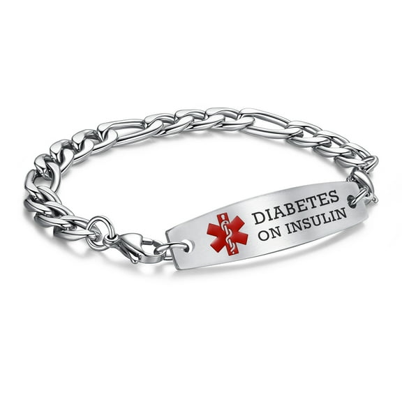 8.5 in Interchangeable medical alert bracelets for men women Stainless steel diabetes on insulin medical bracelets