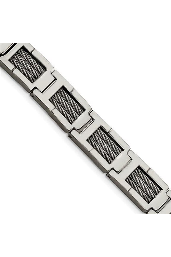 8.5 in. Stainless Steel Wire Brushed & Polished Bracelet