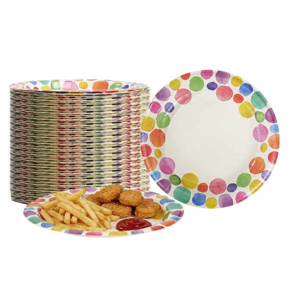 8.5 inch Paper Plates Disposable, 30 Pack Compostable Heavy Duty Round Plates for Party, Soak and Cut Proof, Microwaveable Plates for Dinner and Everyday Use