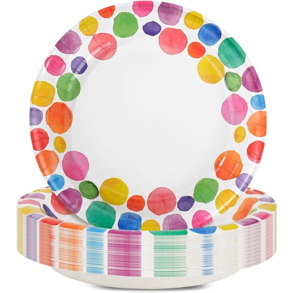 DTFMZOV 8.5 inch Paper Plates Disposable, 30 Pack Compostable Heavy Duty Round Plates for Party, Soak and Cut Proof, Microwaveable Plates for Dinner and Everyday Use