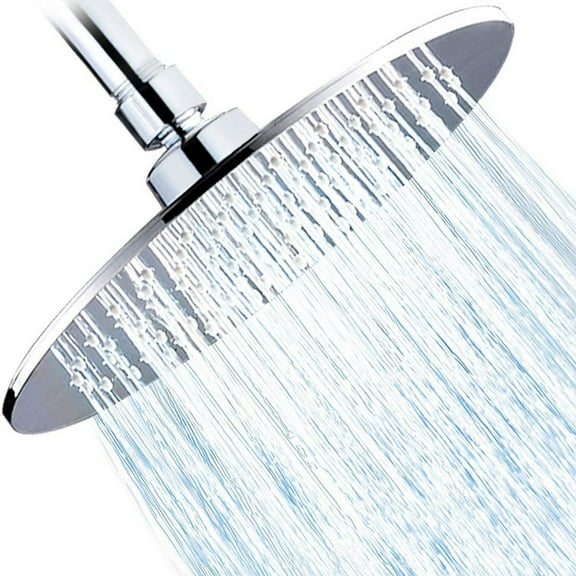 8.5 inch Rain Shower Head Abs Round Rainfall Shower Head Pressure Boosting Fixed Shower Head Silicone Nozzles Easy to Clean and Install -Waterfall Full Body Coverage Chrome Finish
