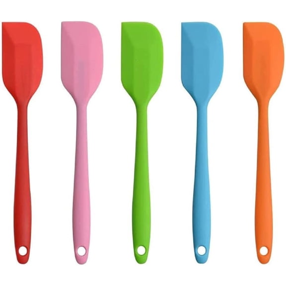 8.5 inch Silicone Spatulas, Small Rubber Spatula With Solid Stainless Steel Core One Piece Design Heat Resistant Non-Stick Flexible Scrapers for Mixing Cooking Baking5 pack