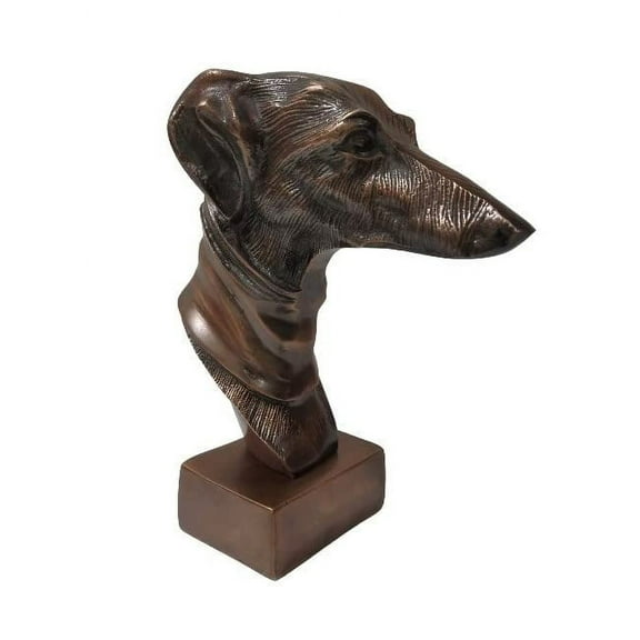 8.5 inches Metal Greyhound Whippet Dog Bust Head Statue Fireplace Ornament, Home Decoration (1, Copper Finish)