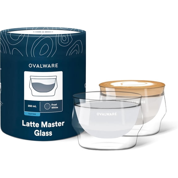8.5 oz Double Wall Latte Cups Set of 2 Frost White