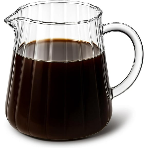 8.5 oz Glass Pitcher  Heat Resistant Clear Wave Design Mini Pitcher for Tea, Milk, Cream, Coffee, Elegant Small Glass Teaware Drinkware